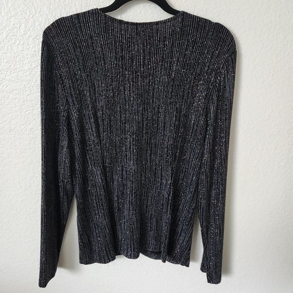Patra Black And Silver Sparkle V-Neck Top Size Xlarge - Picture 5 of 10